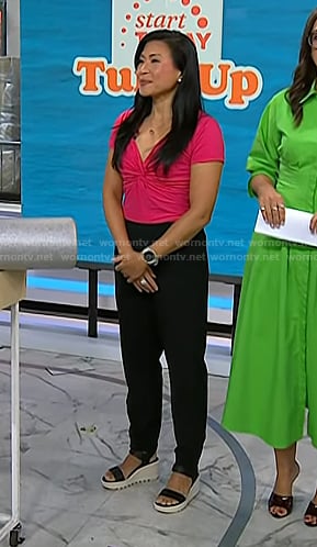 Karena Wu's black wedge sandals on Today