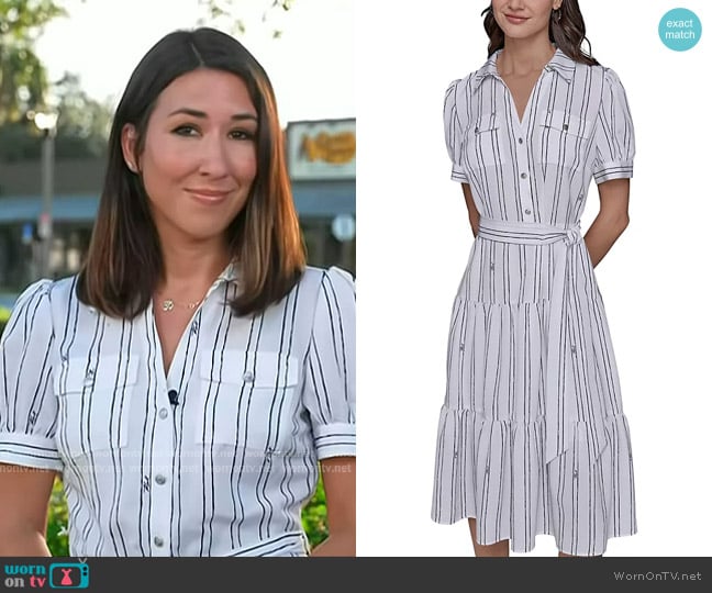 Karl Lagerfeld Belted Shirt Dress worn by Marissa Parra on Today