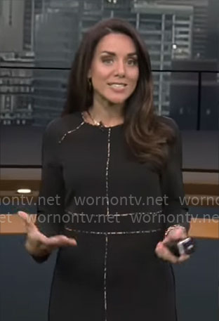 Kate Bilo’s black dress with piping on CBS Mornings