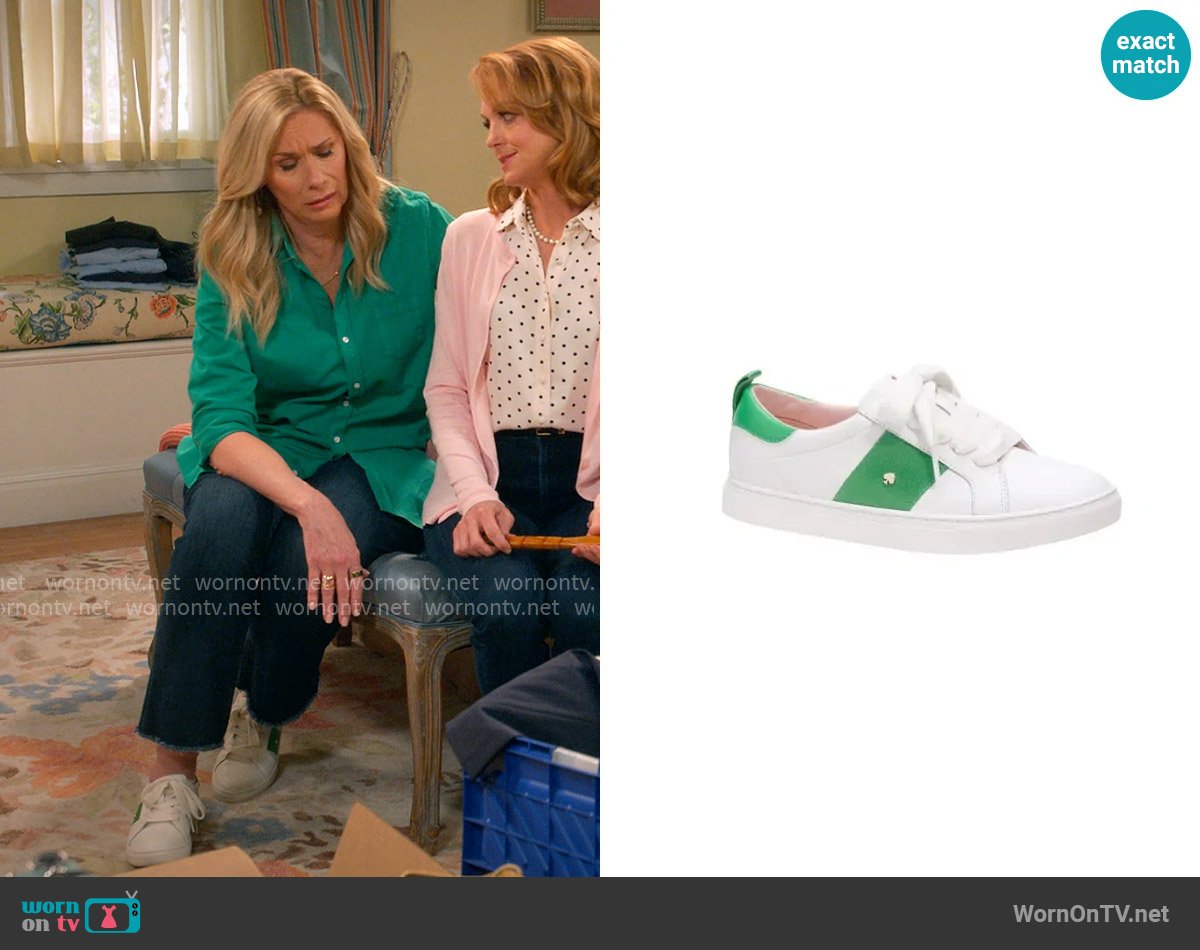 Kate Spade Adorn Sneaker In Optic White/Fresh Green worn by Leanne Murphy (Leanne Morgan) on Leanne