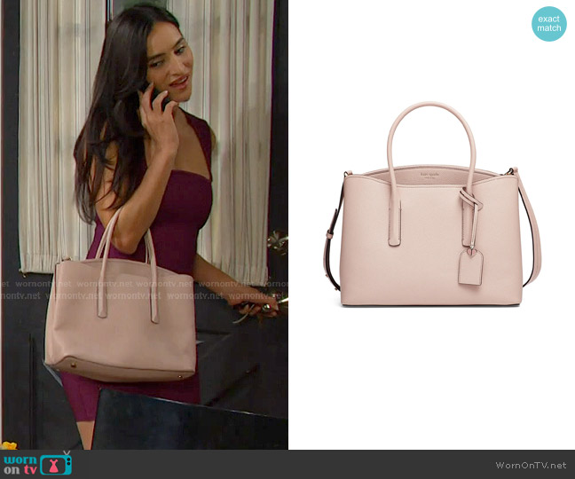 Kate Spade Margaux Large Satchel in Pale Vellum worn by Gabi Hernandez (Cherie Jimenez) on Days of our Lives