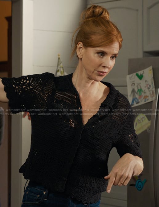 Katherine's black lace top on My Life with the Walter Boys