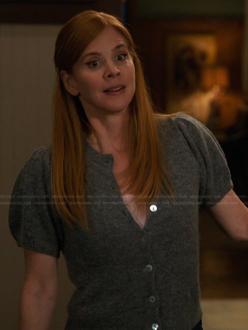 Katherine’s gray short sleeve cardigan on My Life with the Walter Boys