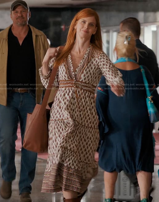 Katherine's printed v-neck dress on My Life with the Walter Boys