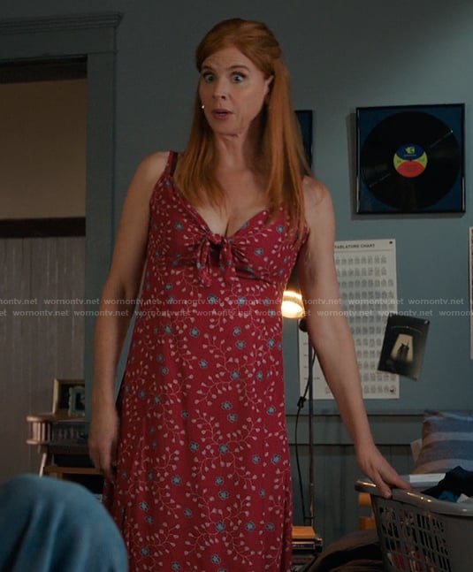 Katherine's red floral dress on My Life with the Walter Boys