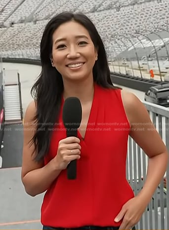 Kathy Park’s red v-neck sleeveless top on Today