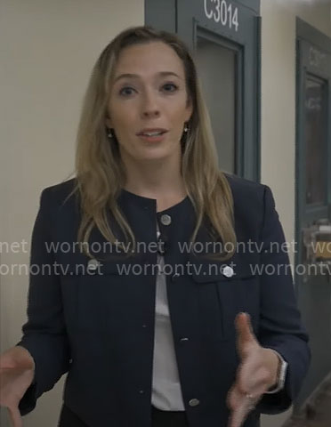 Kati Weis' navy jacket on CBS Mornings