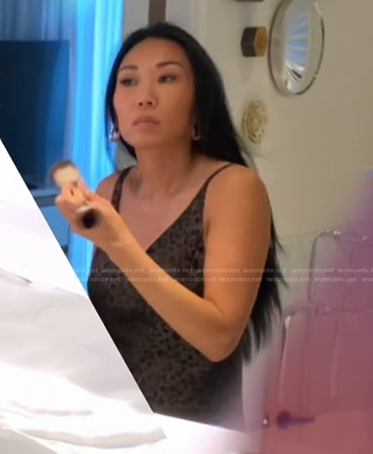 Katie's leopard print slip dress on The Real Housewives of Orange County