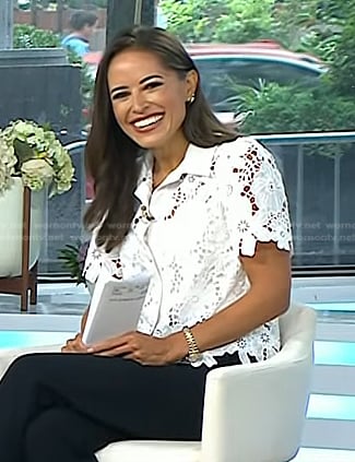 Kaylee's white floral lace top on Today