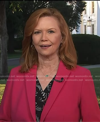 Kelly O’Donnell's black print blouse on Today