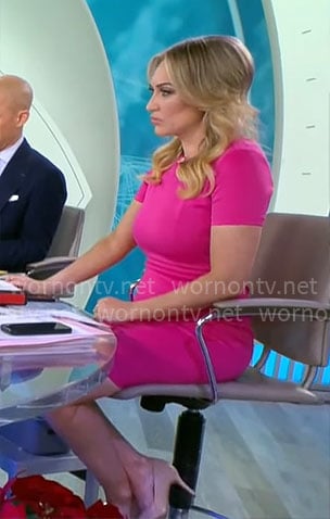 Kelly O'Grady's pink short sleeve dress on CBS Mornings