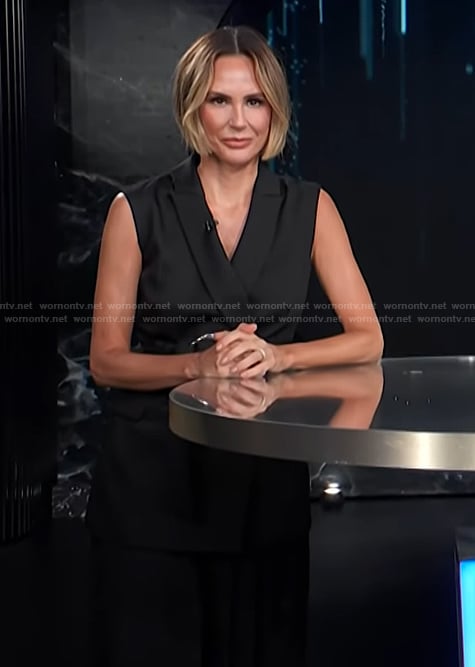 Keltie’s black belted vest and pants on E! News