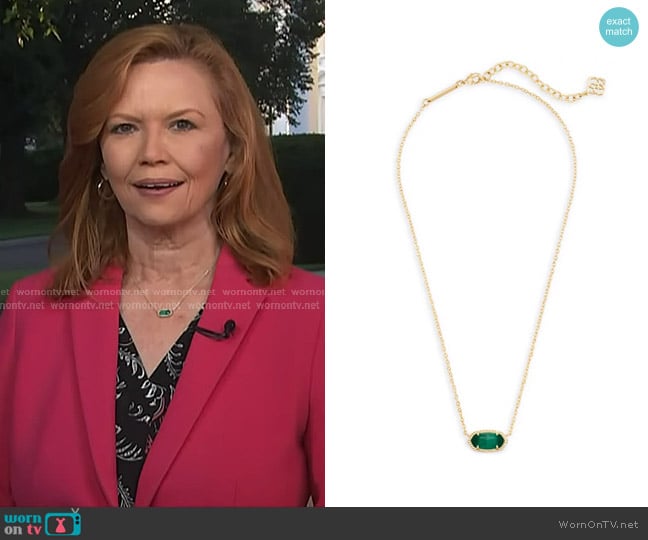Kendra Scott Elisa Birthstone Crystal Necklace in Emerald Cat's Eye worn by Kelly O’Donnell on Today