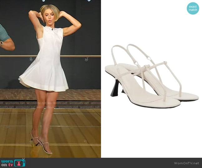 Khaite Linden Patent Leather Slingback Sandals in Warm White worn by Julianne Hough on Good Morning America