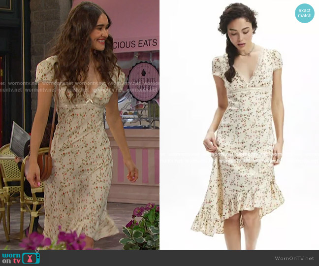 Kimchi Blue Cora Midi Slip Dress worn by Arianna Horton (Marissa Reyes) on Days of our Lives