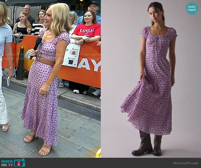 Kimchi Blue Sienna Cotton Smocked Milkmaid Maxi Dress worn by Andrea Canning on Today