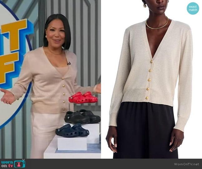 Stephanie’s beige cardigan on GMA