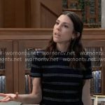 Kristina’s navy striped rib knit top on General Hospital