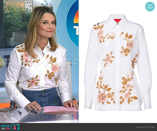 La DoubleJ Iris Embroidered Cotton Poplin Shirt worn by Savannah Guthrie on Today