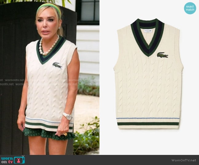 Lacoste Unisex Cable Knit Sweater Vest in Organic Cotton worn by Marysol Patton (Marysol Patton) on The Real Housewives of Miami