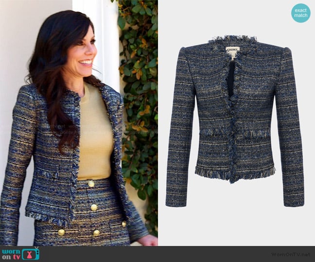 L'Agence Angelina Metallic Tweed Jacket worn by Heather Dubrow on The Real Housewives of Orange County