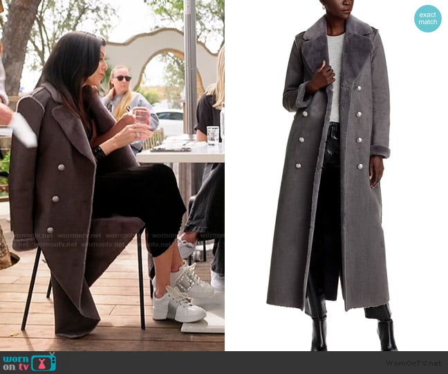 L'Agence Citron Faux Fur Maxi Coat worn by Heather Dubrow on The Real Housewives of Orange County