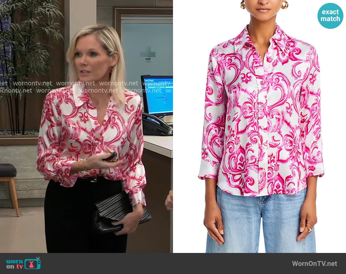 L'Agence Dani Paisley Silk Blouse worn by Ava Jerome (Maura West) on General Hospital