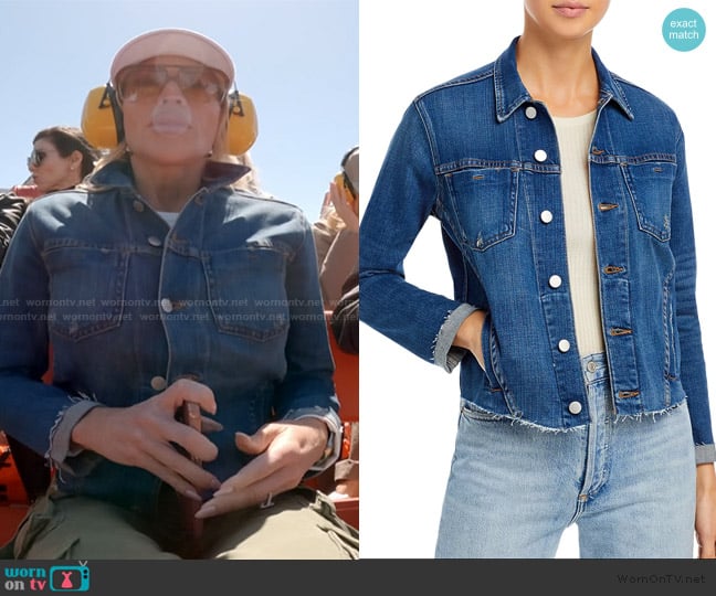 L'Agence Janelle Slim-Fit Raw Denim Jacket worn by Jennifer Pedranti on The Real Housewives of Orange County