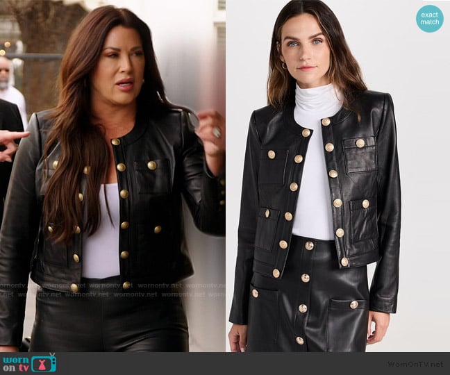 L'Agence Jayde Collarless Jacket worn by Emily Simpson on The Real Housewives of Orange County