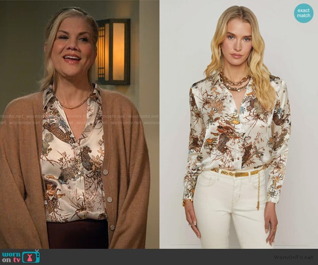 L'Agence Tyler Silk Blouse worn by Carol (Kristen Johnston) on Leanne