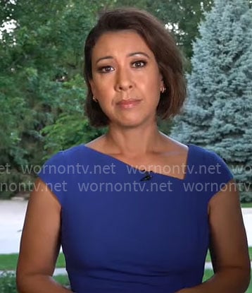 Lana Zak’s blue asymmetric dress on CBS Mornings
