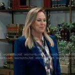 Laura’s printed blouse and teal blue blazer on General Hospital