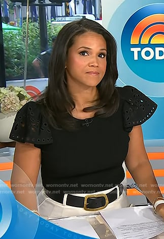 Laura’s black eyelet ruffle sleeve top on Today