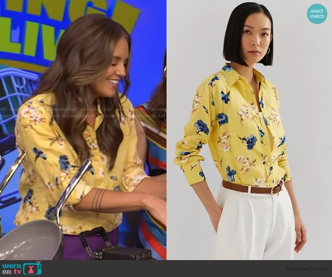Lauren Ralph Lauren Floral Roll-Tab Shirt worn by Monica Mangin on Live with Kelly and Mark