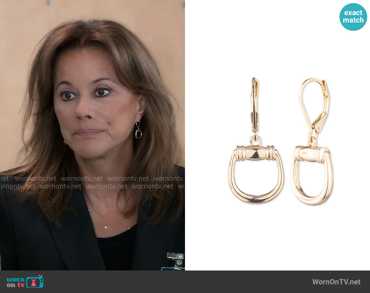 LAUREN Ralph Lauren Horsebit-Style Drop Earrings worn by Alexis Davis (Nancy Lee Grahn) on General Hospital