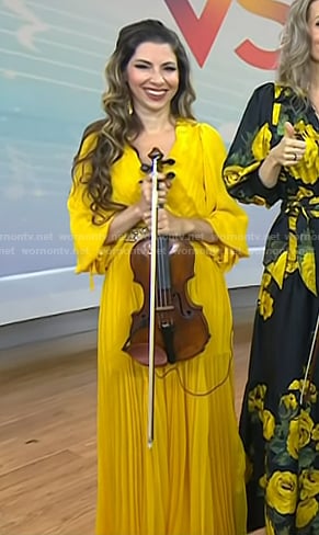 Leah Zeger’s yellow pleated maxi dress on Today