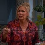 Leanne’s burgundy floral pajamas on Leanne