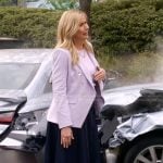 Leanne’s purple blazer and denim skirt on Leanne