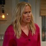 Leanne’s pink v-neck blouse on Leanne