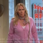 Leanne’s pink v-neck cardigan on Leanne