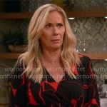 Leanne’s red and black printed wrap dress on Leanne