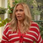 Leanne’s pink striped cardigan on Leanne