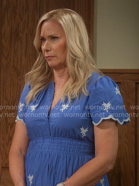Leanne's blue embroidered dress on Leanne