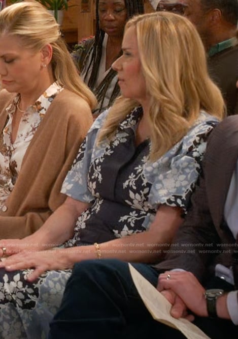 Leanne’s blue floral shirtdress on Leanne