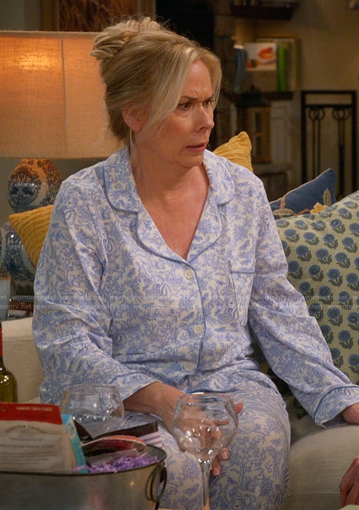 Leanne's blue printed pajamas on Leanne