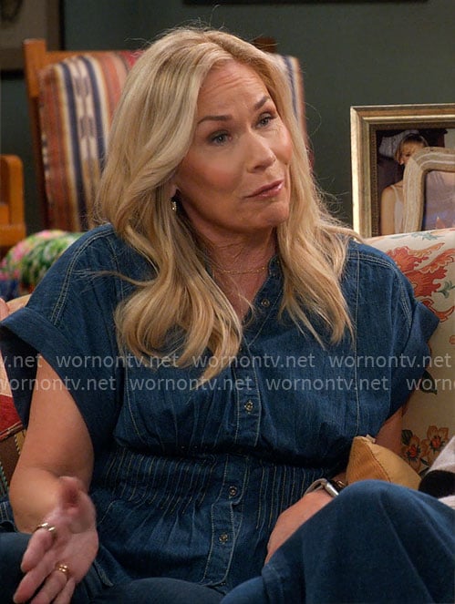 Leanne's denim peplum shirt on Leanne