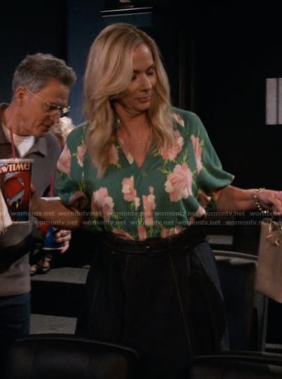 Leanne's green floral print top on Leanne