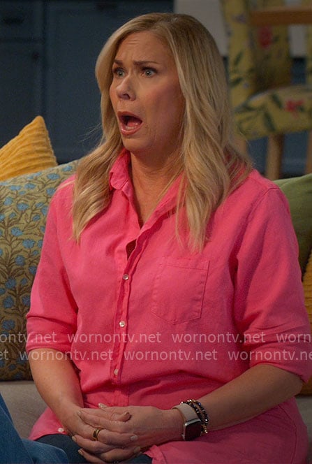 Leanne’s pink long shirt on Leanne