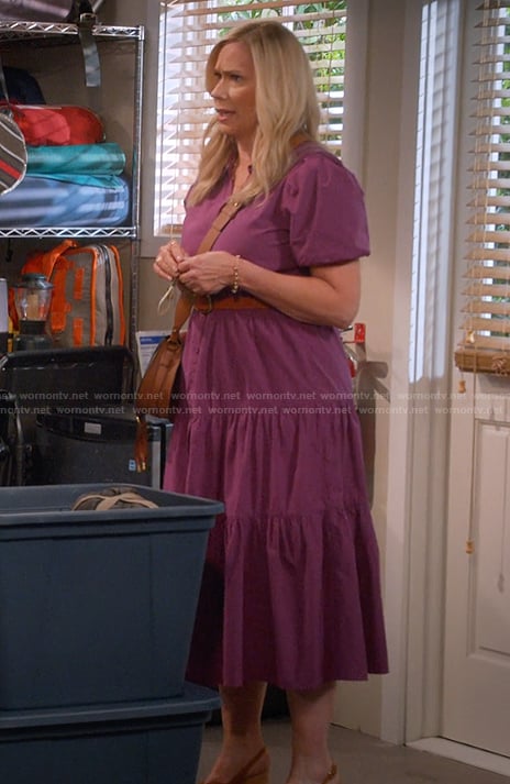 Leanne's purple v-neck midi dress on Leanne