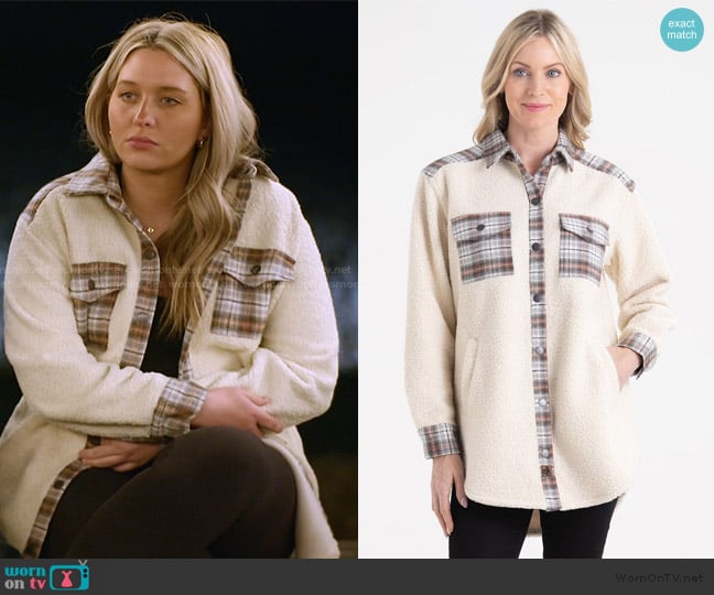 Kacie’s sherpa plaid pocket jacket on The McBee Dynasty